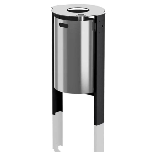Stein HGS Abfallbehälter 'City 450', mit Ascher, Standmontage (zum Aufschrauben), RAL 5010 enzianblau, RAL 6009 tannengrün, 36674-9-6