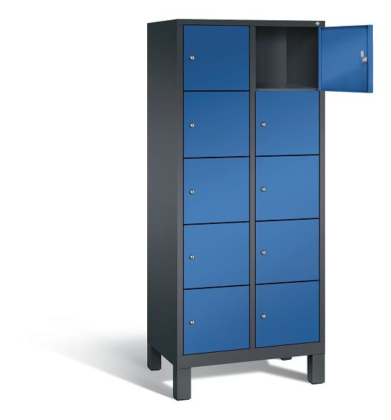 C+P Schließfachschrank Evolo, H1850xB810xT500mm, Farbe: Schwarzgrau / Enzianblau, 48010-225 S10103