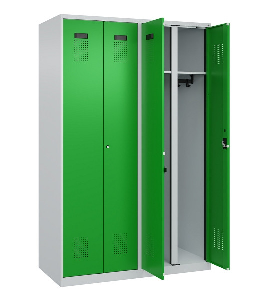C+P Schwarz-Weiß-Spind Evolo PLUS, 4 Abteile, 1850x1200x500mm, 7035/6037, Zylinderschloss, 049002-40 S10038