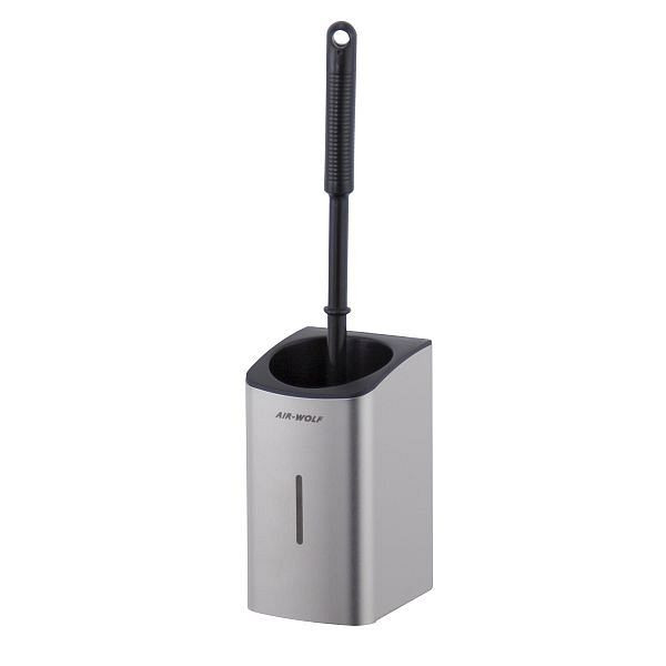 Air Wolf WC-Bürstenhalter, Serie Alpha, H x B x T: 185 x 100 x 113 mm (ohne Griff), Edelstahl gebürstet, 60-129