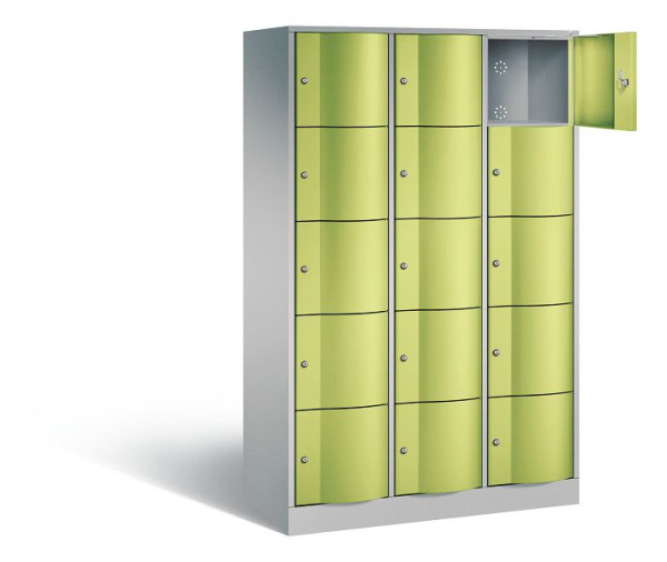 C+P Schließfachschrank Resisto, H1950xB1148xT540mm, Farbe: Weißaluminium / Viridingrün, 8570-372 S10793
