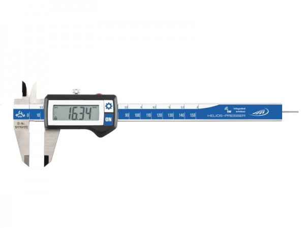 HELIOS PREISSER Digitaler Taschenmessschieber IP 67, rundes Tiefenmaß, 150x40 mm IW, 132641660