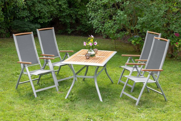 Merxx Siena Set 5-teilig, 4 Siena Klappsessel, 1 Tisch 140 x 80 cm, Tischplatte aus Akazienholz, 50233-219