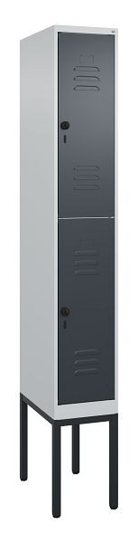 C+P Doppelstöckiger Spind Classic PLUS, Gestell, 2120x300x500mm, 7035/7016, Drehriegel, 0803307-10 S10008