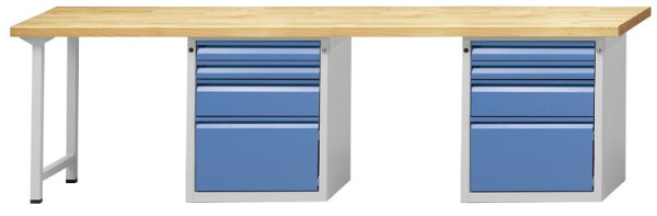 ANKE Werkbänke Kombiwerkbank, Modell 904 E, 2800 x 700 x 850 mm, RAL 7035/5012, BMP 50 mm, 511.125