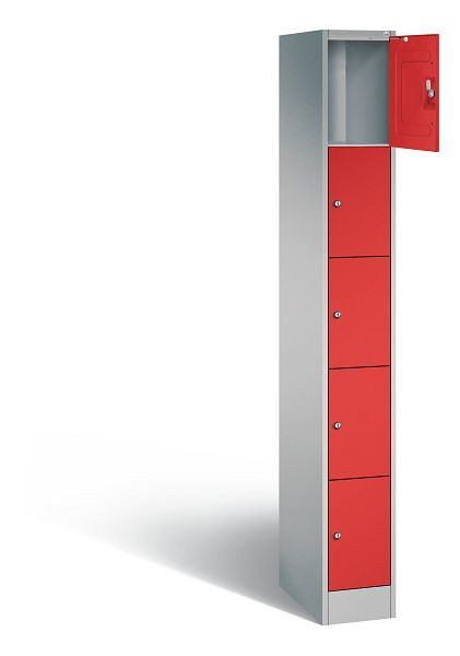 C+P Schließfachschrank Serie 8070, H1950xB240xT480mm, Farbe: Weißaluminium / feuerrot, 80700-10 S10405