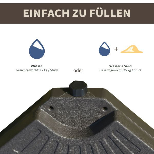 Outsunny Schirmgewicht 4-teilig Schirmständer mit Wasser oder Sand befüllbar, 84D-124