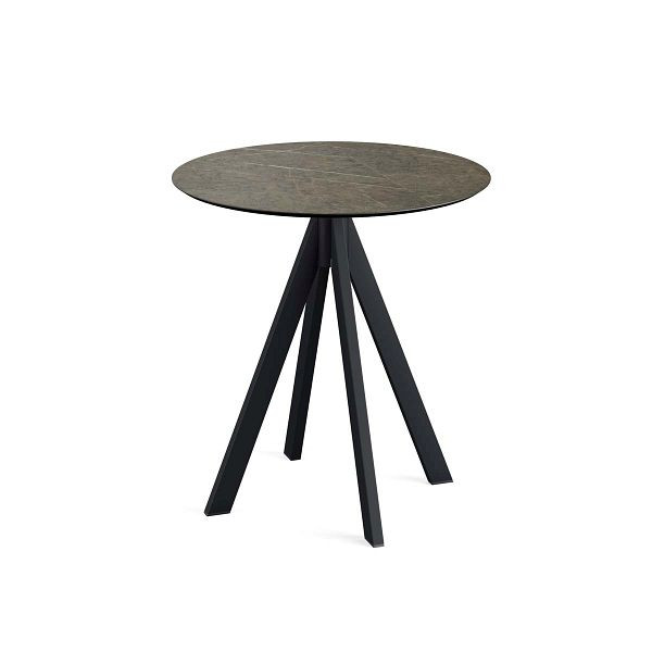 Feros Infinity Terrassentisch Schwarz gestell + Midnight Marble HPL Ø70 cm, 120011670
