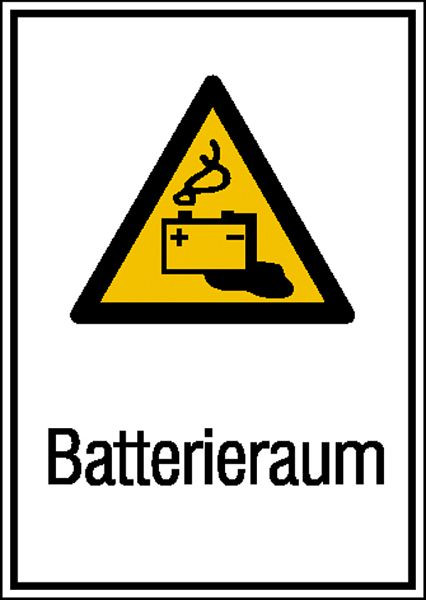 SafetyMarking Warn-Kombischild, Batterieraum, BxH 26,2x37,1 cm, Folie, selbstklebend, 21.1310