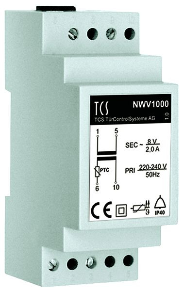TCS Klingeltransformator 2 A zur Versorgung mit Wechselspannung, Hutschiene 2 TE, NWV1000-0400