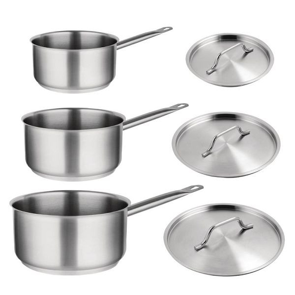 Vogue Kochen wie die Profis Set von 3x Stieltöpfen aus Edelstahl, SA617