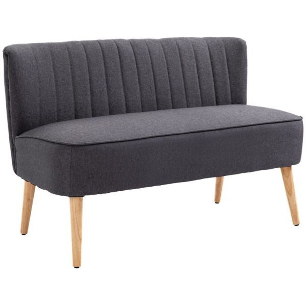 HOMCOM 2-Sitzer Polstersofa, Holz, Samtartiges Polyester, Schaumstoff, 117 x 56,5 x 77 cm, Dunkelgrau, 833-524V04CG