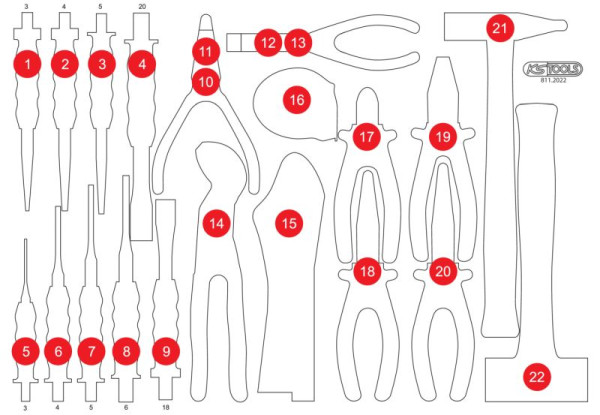 KS Tools Leere Schaumstoffeinlage zu 811.2022, 811.2022-97