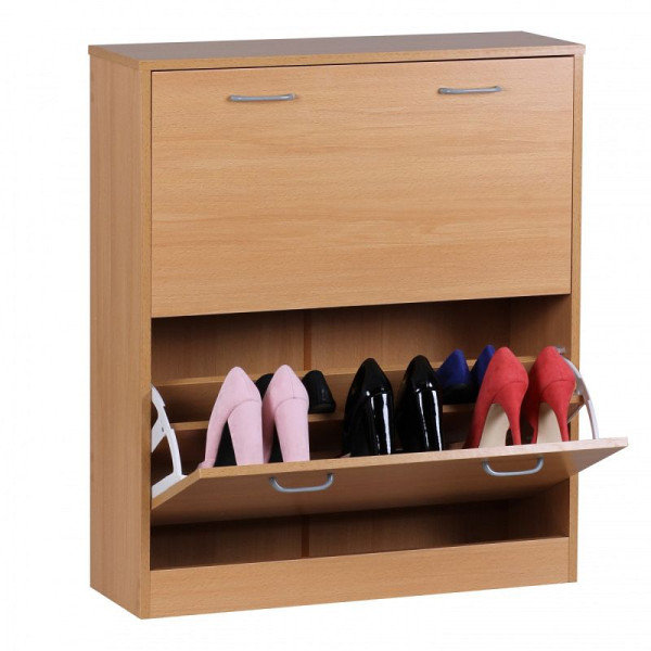 Wohnling Schuhkipper SARAH Buche matt 2 Fächer 75 x 87 x 24 cm zum klappen, modern mit Ablage, WL1.173