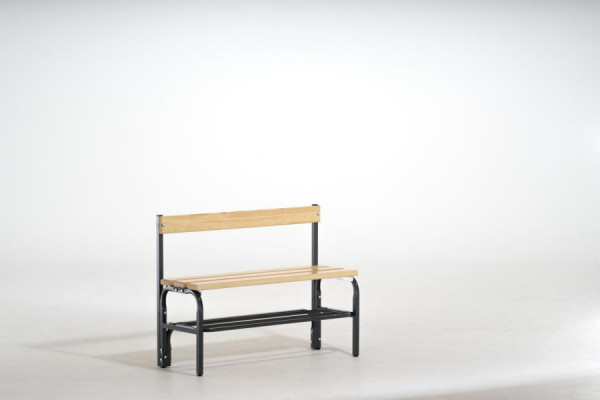 SYPRO Sitzbank mit Rückenlehne (Typ F+R) 101 mit Schuhrost, einseitig, Stahl/ Holz, anthrazit, 131445
