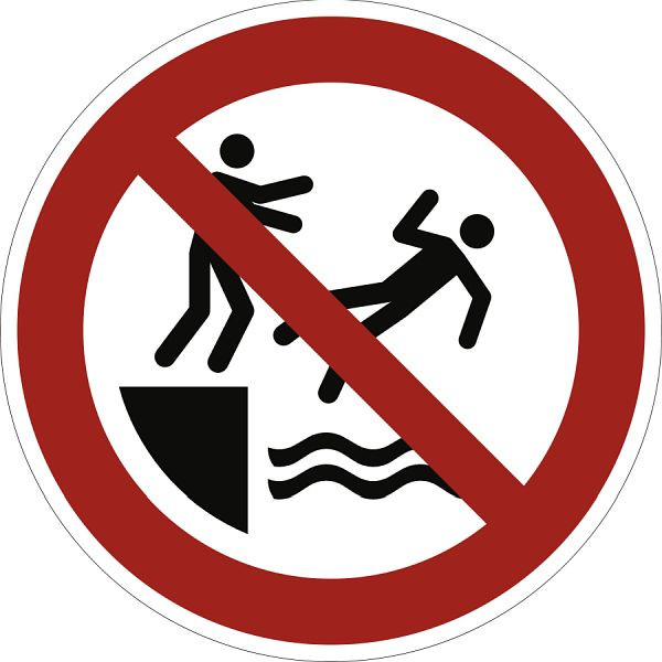 Moedel In das Wasser schubsen verboten, ISO 7010, Aluminium, 1,8 mm, Ø 400 mm, 104543