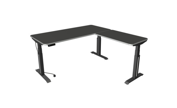 Kerkmann Sitz-/Stehtisch Move Professional, B 1800 x T 800 mm mit Anbauelement 1000 x 600 mm, elektrisch höhenverstellbar 640-1290 mm, anthrazit, 10073113