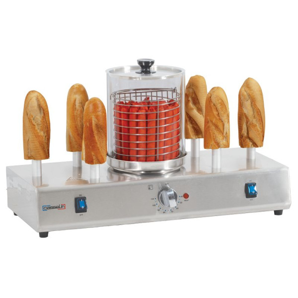 Casselin Hot-Dog-Maschine mit 6 Heizspitzen, Rostfreier Stahl, CMH6