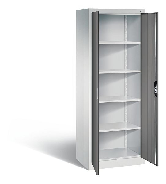 C+P Büroschrank Acurado, H1950xB700xT500mm, Farbe: Lichtgrau / Vulkangrau, Muldengriff, 5 OH, 9237-000 S10427