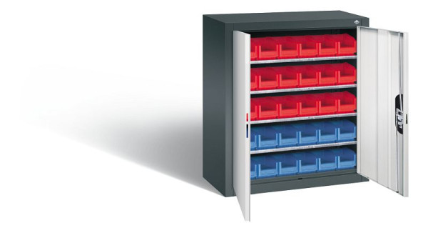 C+P Magazinschrank Serie 13, H830xB700xT300mm, Farbe: Anthrazitgrau / Lichtgrau, Muldengriff, 134013-23 S10020