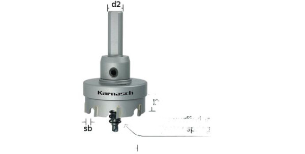 Karnasch Hartmetall-bestückte Lochsäge Easy-Cut 5 komplett mit Schaft, Zentrierbohrer, Auswurffeder, Schnitttiefe 12mm, d=31mm, VE: 2 Stück, 201020031