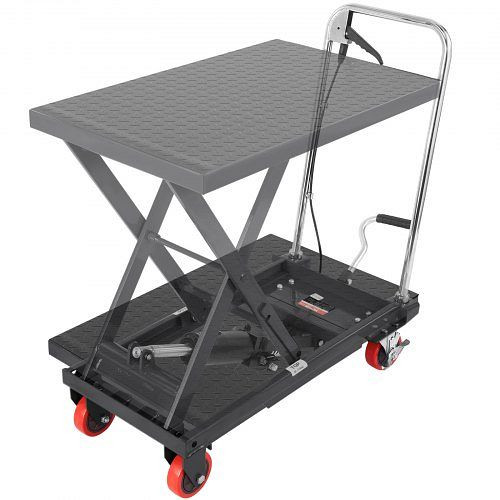 VEVOR Scherenhubtisch hydraulisch 230 kg Tragfähigkeit, 220–720 mm Hubbereich, 700 x 450 mm Plattform, Schwarz, DJYYSJPTCHS4JSQNFV0