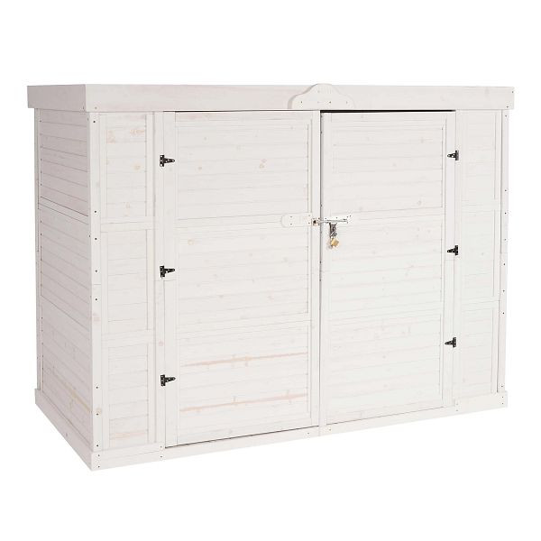 Mendler 2er-Fahrradgarage HWC-H63b, Fahrradbox Geräteschuppen Gerätehaus, abschließbar 155x205x107cm, weiß, 82222+82221+82223
