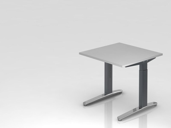 Hammerbacher Schreibtisch C-Fuß 80x80cm Grau/Graphit (Poliert), Rechteckform, VXB08/5/GC