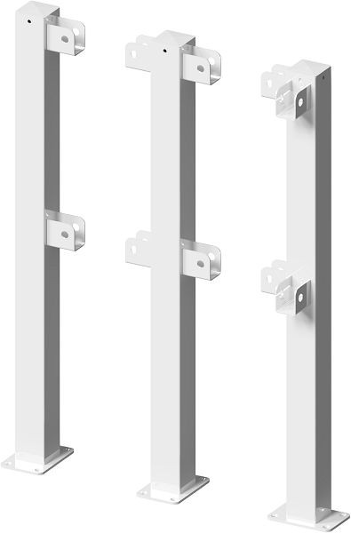 Schake Schutzgeländer Stahlrohr 70 x70 mm, Standpfosten für Dübel Befestigung, Endpfosten für Ober- und Knieholm, feuerverzinkt, 4270P