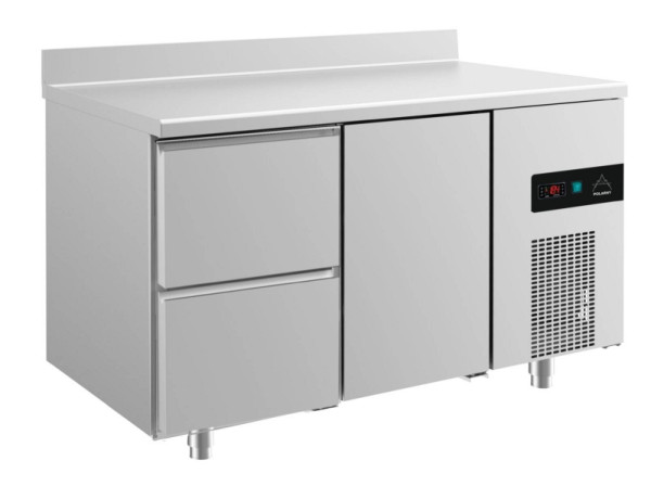 A&S Polarny Kühltisch -2 bis +8°C mit 1x Tür und 1x zwei Schubladen links, 1400 x 700 x 850 mm, mit Aufkantung, KT2ZTA