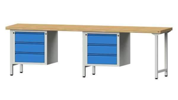 ANKE Werkbänke Kombiwerkbank, Modell 736 E, 2800 x 700 x 850 mm, RAL 7035/5012, BMP 50 mm, 511.009