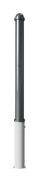 Schake Absperrstilpfosten Typ 477ZB herausnehmbar, mit Profilzylinder, Ø 76mm, mit, Zierkappe, RAL 7016, mit 1 Öse, 477ZB+1