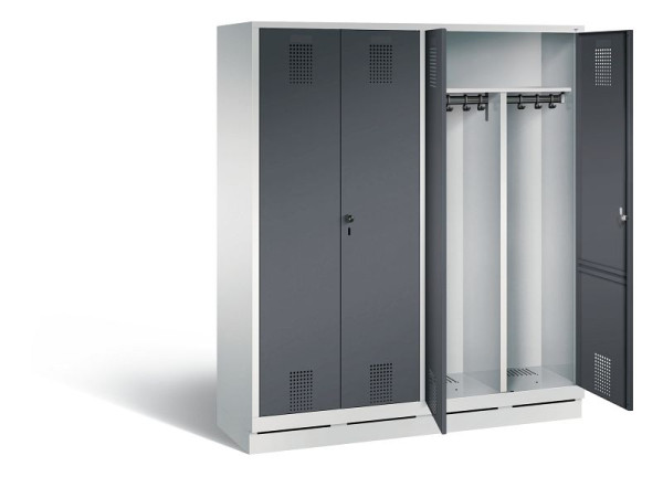 C+P Schwarz-Weiss-Spind Evolo, H1800xB1590xT500mm, Farbe: Lichtgrau / Schwarzgrau, 48022-42 S10024