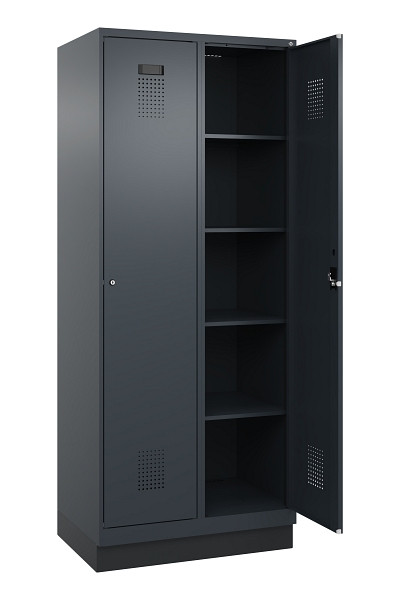 C+P Wäsche-Spind Evolo PLUS, mit Sockel, 2 Abteile, 1950x800x500mm, 7016/7016, Verschluss Zylinderschloss, Ablageböden 8, 049020-22B S10043