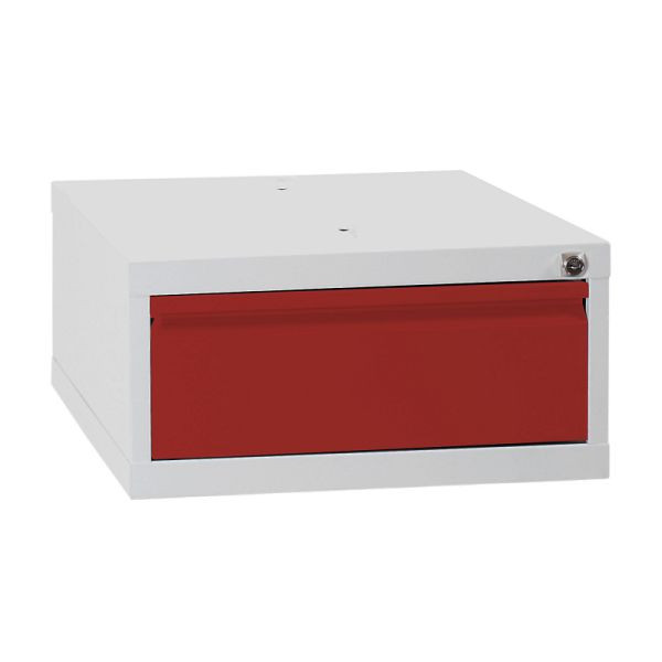 Lüllmann Schubladenmodul, 1 Schublade, 230 x 460 x 550 mm, lichtgrau/feuerrot, 808904