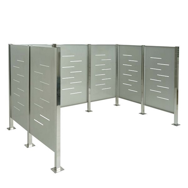 Mendler Mülltonnen-Zaun HWC-J55, Mülltonnenverkleidung Mülltonnenaufbewahrung, 150x243x163 Metall, Edelstahl, 81187+81188+81189