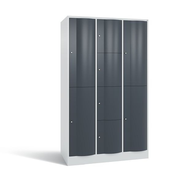 C+P XL-Schließfachschrank Resisto, 3 Abteile, H1950B1148T640 mm, Grau/Anthrazit, 8070-3732 S10036