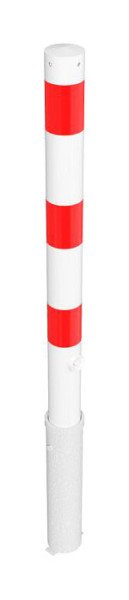 Schake Absperrpfosten Stahlrohr Ø 76 x 2,6 mm herausnehmbar, mit Dreikantverschluss, feuerverzinkt und weiß beschichtet, 476FB