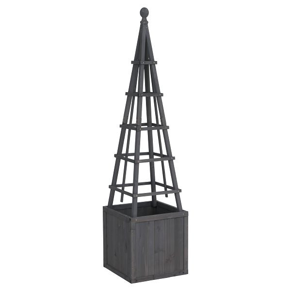 Mendler Rankgitter HWC-Q18, Pflanzkasten Pflanzkübel Blumenkasten Rankhilfe Holz FSC®-zertifiziert 168x40x40cm, anthrazit-grau, 121083