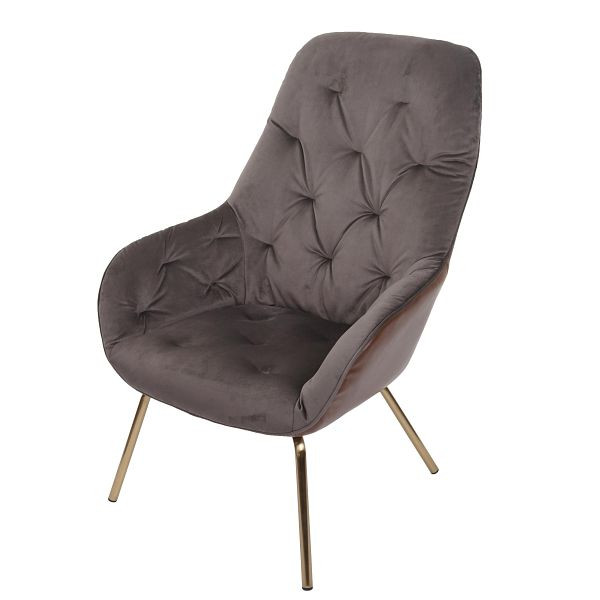 Mendler Esszimmerstuhl HWC-K26, Polsterstuhl Stuhl Wohnzimmerstuhl Küchenstuhl mit Armlehne, Metall, Samt, hellbraun, 89604