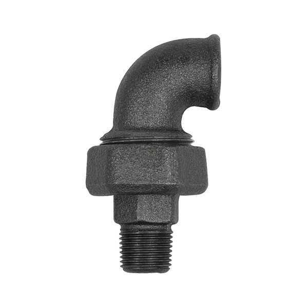 Riegler Verschraubung Bogen 97, flachdichtend, Rp 1/2, R 1/2, Temperguss schwarz, 133644