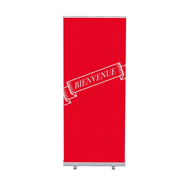 Showdown Displays Roll-Banner Budget 85 Komplettset Willkommen Rot Französisch, RBB085LSFI572