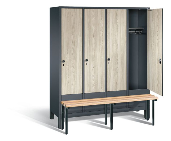 C+P Garderobenschrank Evolo, H1850xB1590xT815mm, Farbe: Anthrazitgrau / Dekor Sen-Esche, 48030-42 S10124