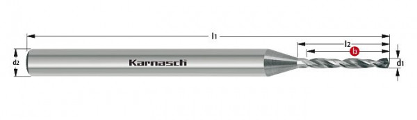 Karnasch PKD - Vollhartmetallbohrer d= 1,2 L3= 9,0 mm HA, 2900600120090