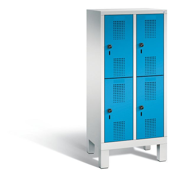 C+P Kindergarten-Spind Evolo, 4 Fächer, H1350xB610xT300 mm, Grau/Lichtblau, 483103-20 S10044