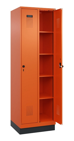 C+P Wäsche-Spind Evolo PLUS, mit Sockel, 2 Abteile, 1950x600x500mm, 2004/2004, Verschluss Drehriegel, Ablageböden 8, 049020-20B S10023