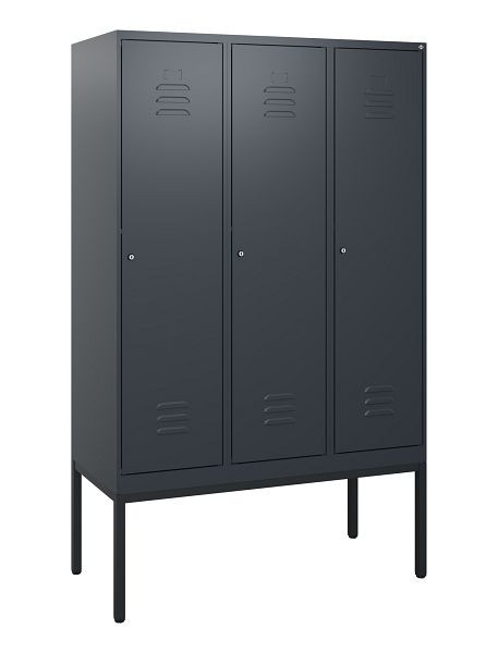 C+P Umkleidespind Classic PLUS, Gestell, 3 Abteile, 1950x1200x500mm, 7016/7016, Zylinderschlösser, 0800305-32 S10027
