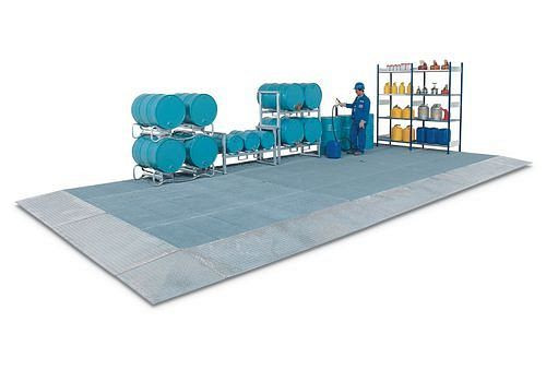 DENIOS Bodenelement classic-line, verzinkt, Gitterrost, Radlast 2000 kg, 500 x 500 x 123 mm, 115149
