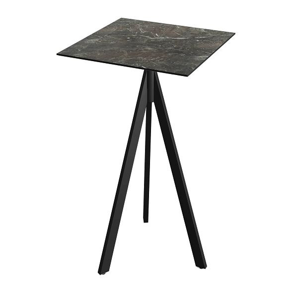 Feros Infinity Tripod Stehtisch Schwarz frame + Galaxy Marble HPL Tischplatte 70x70 cm, 140041577
