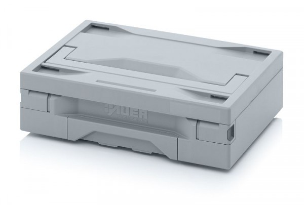 Auer Toolboxen Pro, 40 x 30 x 12 cm, Box hellgrau, Deckel hellgrau, TB 4311 F2